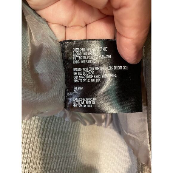 Bernardo Faux Leather Moto Jacket Womens‎ Size Medium Green - Picture 6 of 6